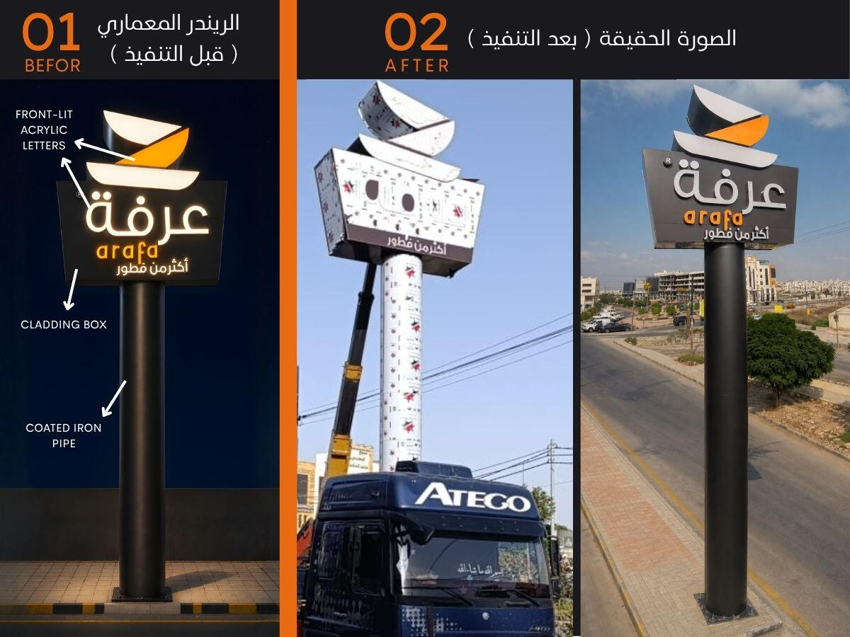 عمود اعلاني الكوبوند وحروف نافرة